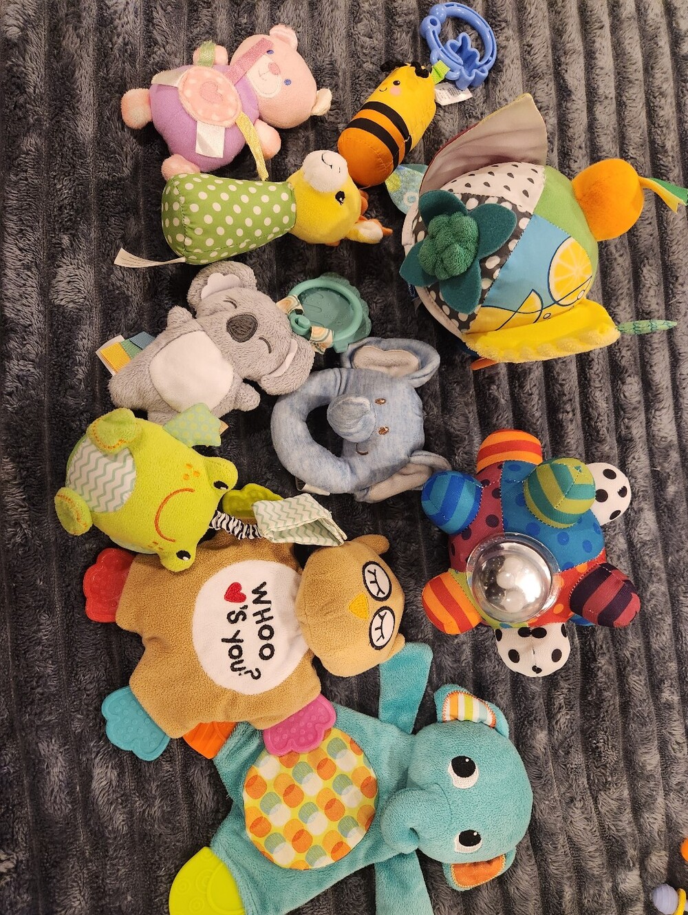 Plush Multi-Color Baby Sensory Toy Set Bundle